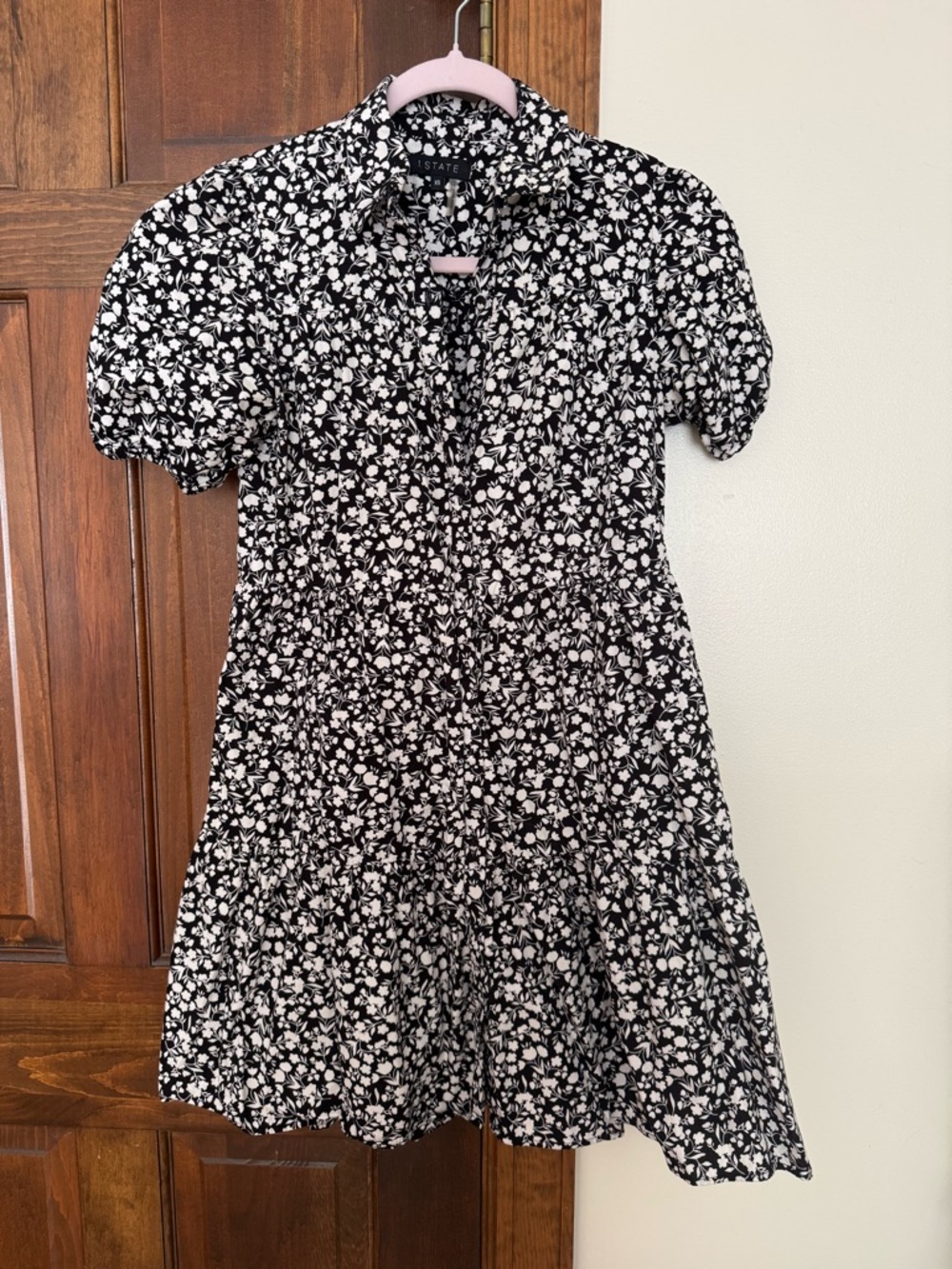 1. State Black & White Floral Button-Front Dress